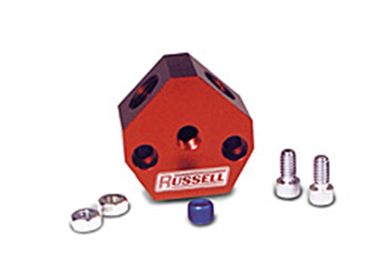 Russell 650370 Billet Fuel Block 3/8in Inlet And Outlet