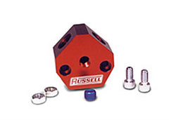 Russell 650370 Billet Fuel Block 3/8in Inlet And Outlet