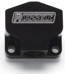 Russell 650413 Billet Y-Block. #10 AN inlet and #8 outlet. Black anodized.