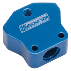 Russell 650420 Blue Anodized Billet Y Block With -10 Inlet And -10 Outlet