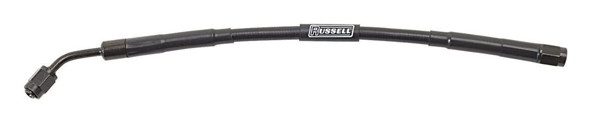 Russell 654013 Universal DOT Brake Hose #3 45deg to #3 Straight 9in length Black