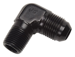 Russell 660913 Adapter Fitting -16 AN Flare to 1 inch NPT 90 deg Black Anodize