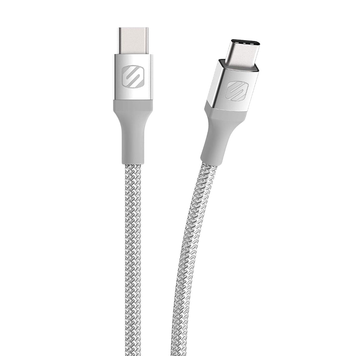 Scosche CCB4SR-SP 4? Silver Braided Dual USB-C? Charge and Sync Cable