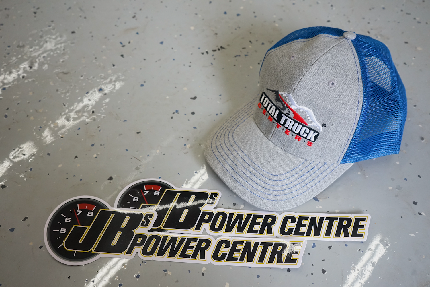 JB's Power Centre Total Truck Center Swag Package - Trucker Hat and Stickers