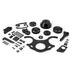 Speedmaster 1-415-002-02 Aluminum Serpentine Complete Engine Pulley Kit [Black]