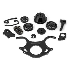 Speedmaster 1-415-002-02 Aluminum Serpentine Complete Engine Pulley Kit [Black]