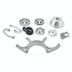 Speedmaster 1-673-001-02 Aluminum Complete Serpentine Belt Drive System Kit [Polished]