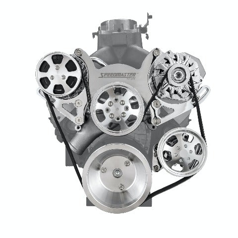 Speedmaster 1-673-001-02 Aluminum Complete Serpentine Belt Drive System Kit [Polished]