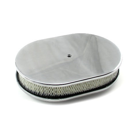 Speedmaster PCE104.1007 12 x 2 Oval Plain Polished Aluminum Air Cleaner Kit