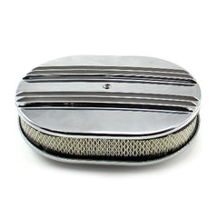 Speedmaster PCE104.1011 12 x 2 Oval Classic Center Finned Polished Aluminum Air Cleaner Kit