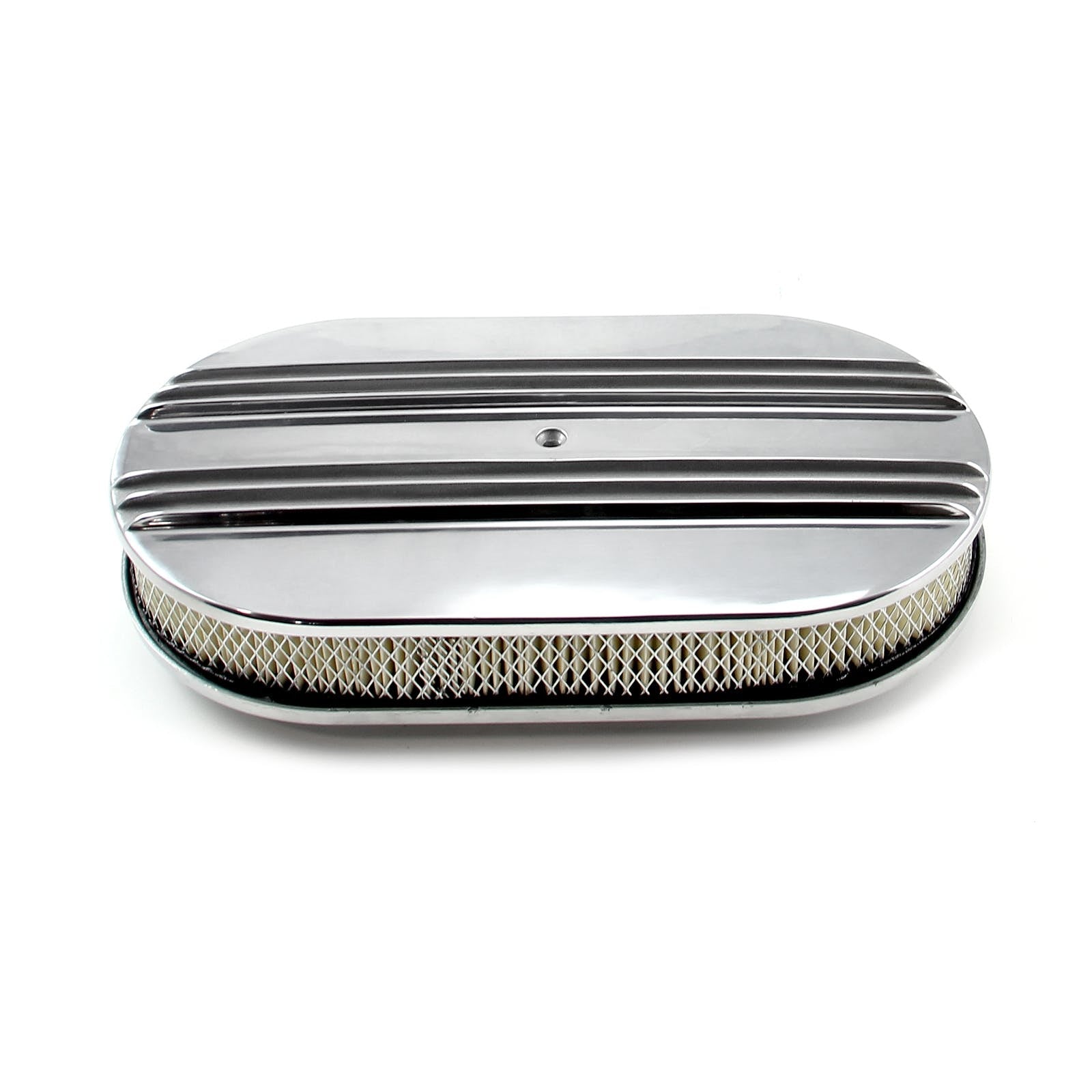 Speedmaster PCE104.1012 15 x 2 Oval Classic Center Finned Polished Aluminum Air Cleaner Kit