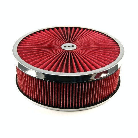 Speedmaster PCE104.1048 14 x 4 Washable Element Extreme Top w/Chrome Ring Flat Base Air Cleaner Kit