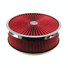 Speedmaster PCE104.1048 14 x 4 Washable Element Extreme Top w/Chrome Ring Flat Base Air Cleaner Kit