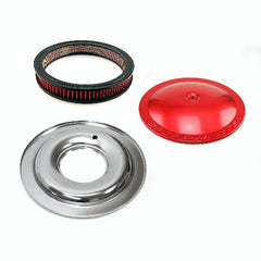 Speedmaster PCE104.1054 14 x 2 Washable Element Speedmaster Flat Base Aluminum Air Cleaner Red