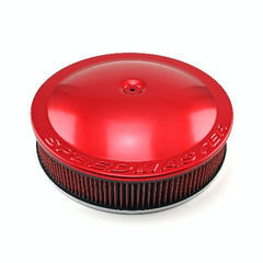 Speedmaster PCE104.1055 14 x 3 Washable Element Speedmaster Flat Base Aluminum Air Cleaner Red
