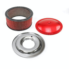 Speedmaster PCE104.1057 14 x 6 Washable Element Speedmaster Flat Base Aluminum Air Cleaner Red