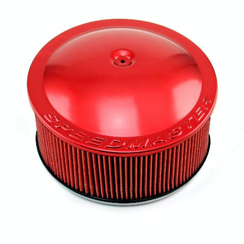 Speedmaster PCE104.1057 14 x 6 Washable Element Speedmaster Flat Base Aluminum Air Cleaner Red