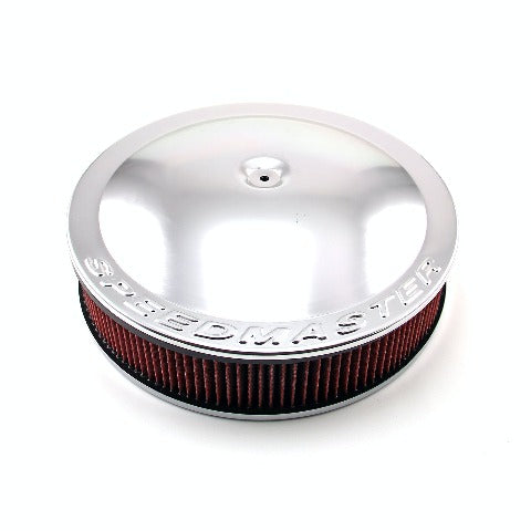 Speedmaster PCE104.1079 14 x 3 Washable Element Speedmaster Flat Base Aluminum Air Cleaner Polished