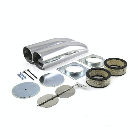 Speedmaster PCE106.1001 Polished Aluminum Fabricated Dual Carburetor Hood Scoop