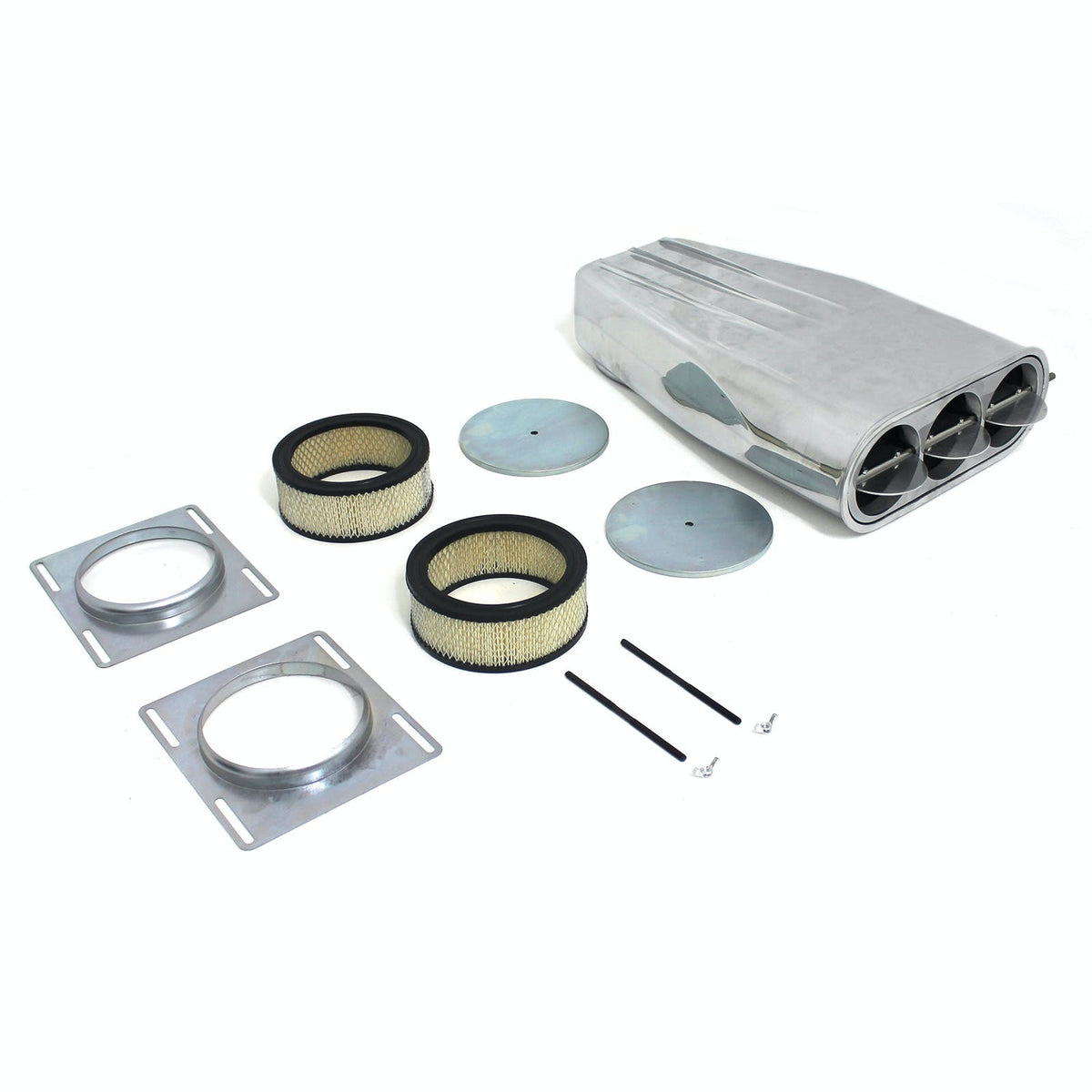 Speedmaster PCE106.1004 Polished Aluminum Single and Dual Carburetor Bug Catcher Finned Hood Scoop