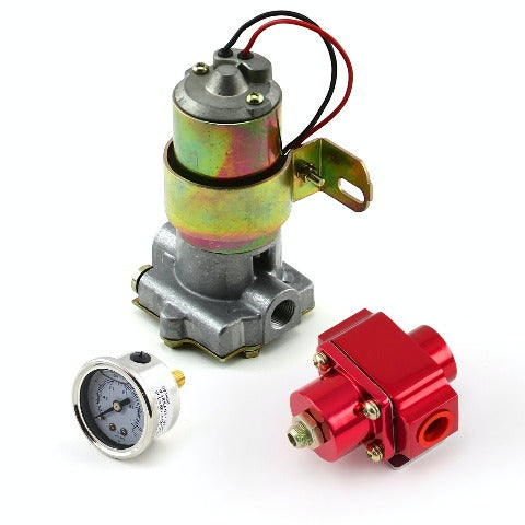 Speedmaster PCE145.1029 140 Gph Electric Fuel Pump Red Regulator and Gauge Combo Kit
