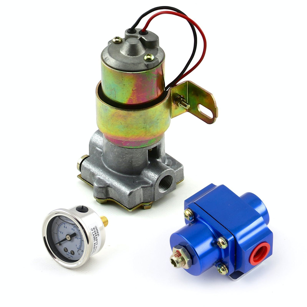 Speedmaster PCE145.1030 140 Gph Electric Fuel Pump w/ Blue Regulator and Gauge Combo Kit