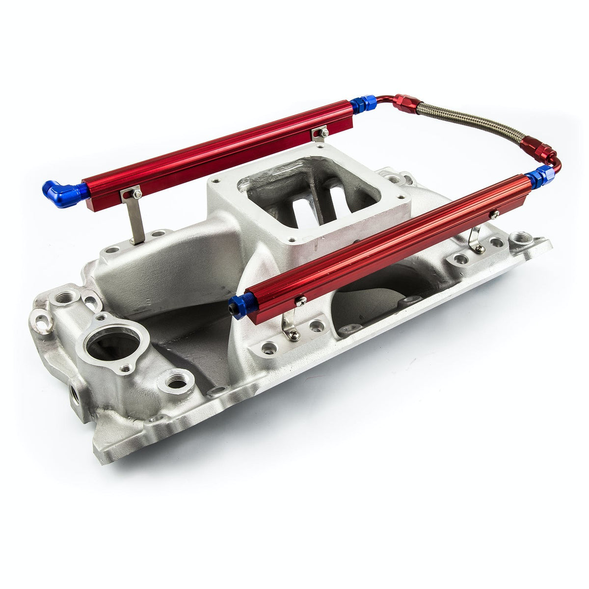 Speedmaster PCE148.1065 Rect Port Dominator w/Fuel Rails High Rise Intake Manifold Satin