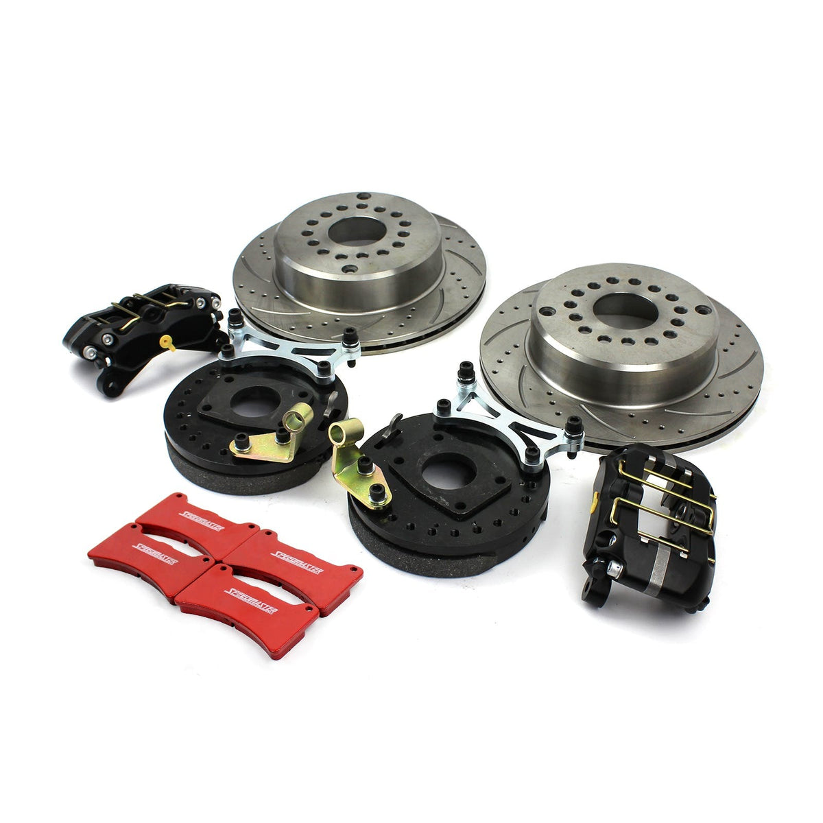 Speedmaster PCE164.1015 9 Disc Emergency Brake Kit Drilled Slotted 4 Piston Bolt On