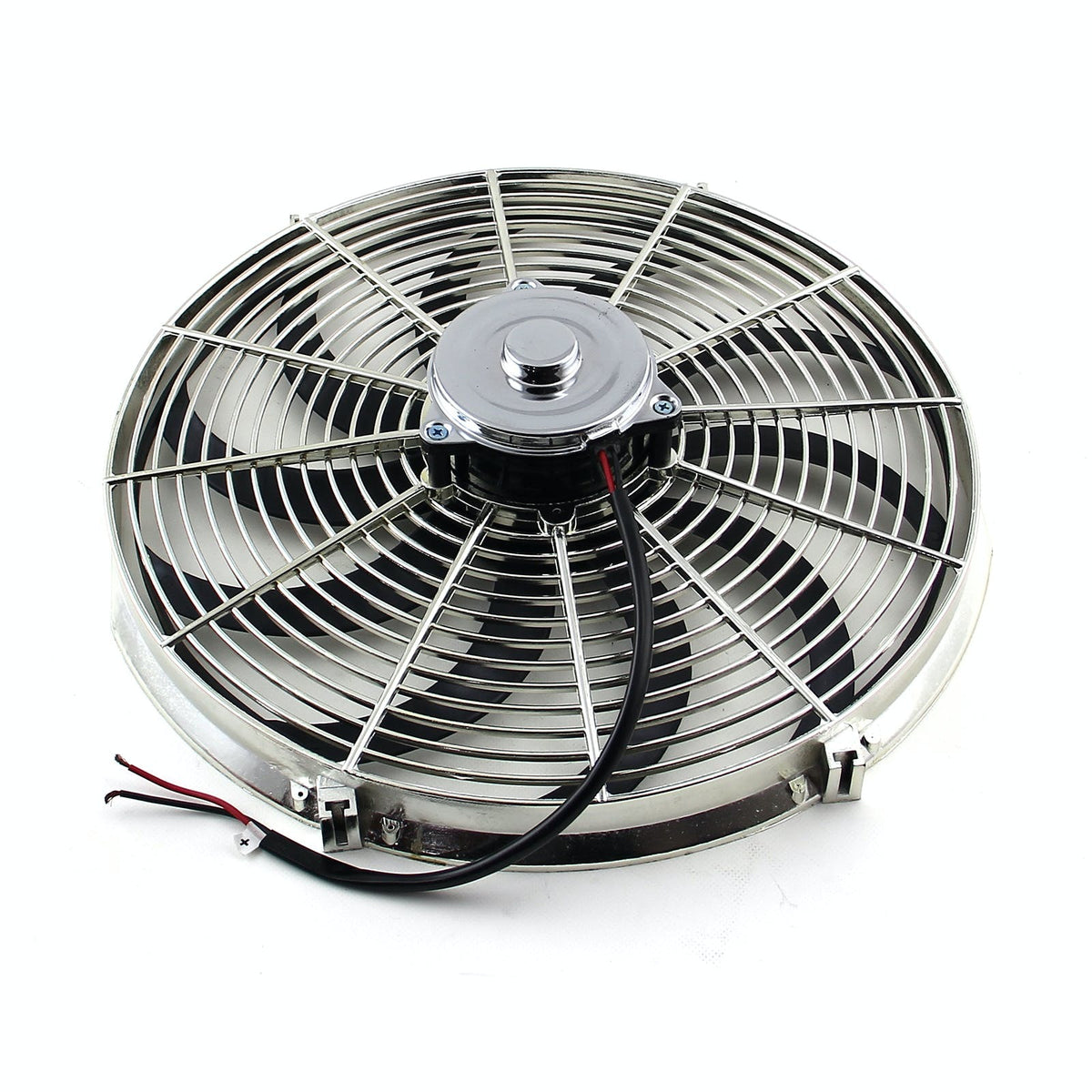 Speedmaster PCE185.1016 16 Reversable 12V S Blade Radiator Electric Thermo Fan - Big Motor Chrome