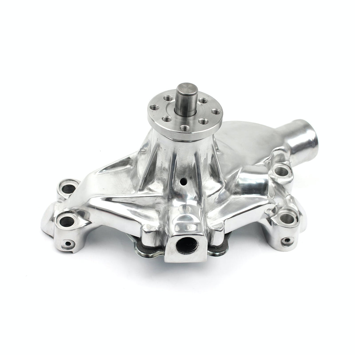Speedmaster PCE195.1104 High Volume Aluminum Short Water Pump Polished w/ Heater Port