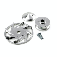 Speedmaster PCE238.1007 Single V Groove Silver Billet Alternator Pulley and Fan Kit