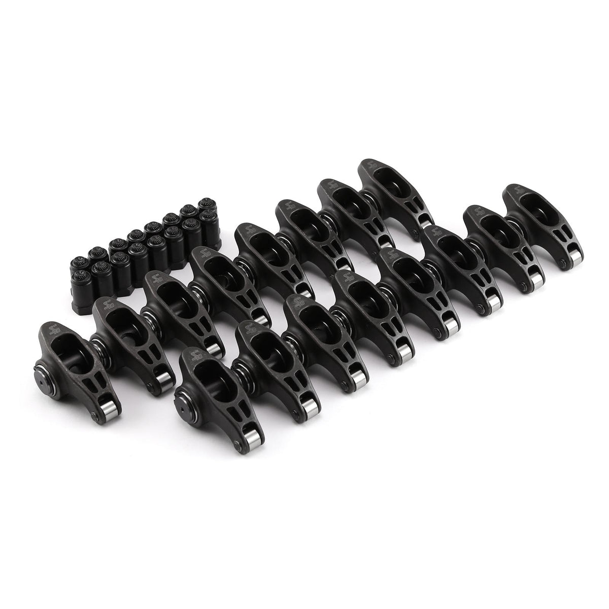 Speedmaster PCE261.1199 .7 Ratio 7/16 Super Street Ultra Black Roller Rocker Arm Set