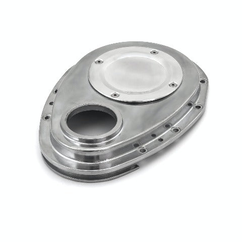 Speedmaster PCE265.1061 350 2-Piece Polished Aluminum Timing Chain Cover w/ Inspection Plate