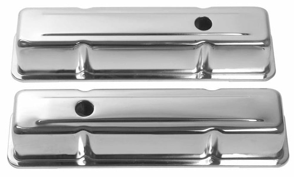 Speedmaster PCE314.1002.01 Chrome Steel Valve Covers - Tall w/ Hole