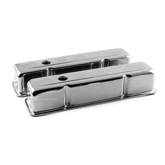 Speedmaster PCE314.1002.02 Chrome 327 Stamped Steel Valve Covers - Tall w/ Baffled Hole