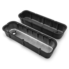 Speedmaster PCE314.1028.03 Black Finned Aluminum Valve Covers - Tall w/ Hole