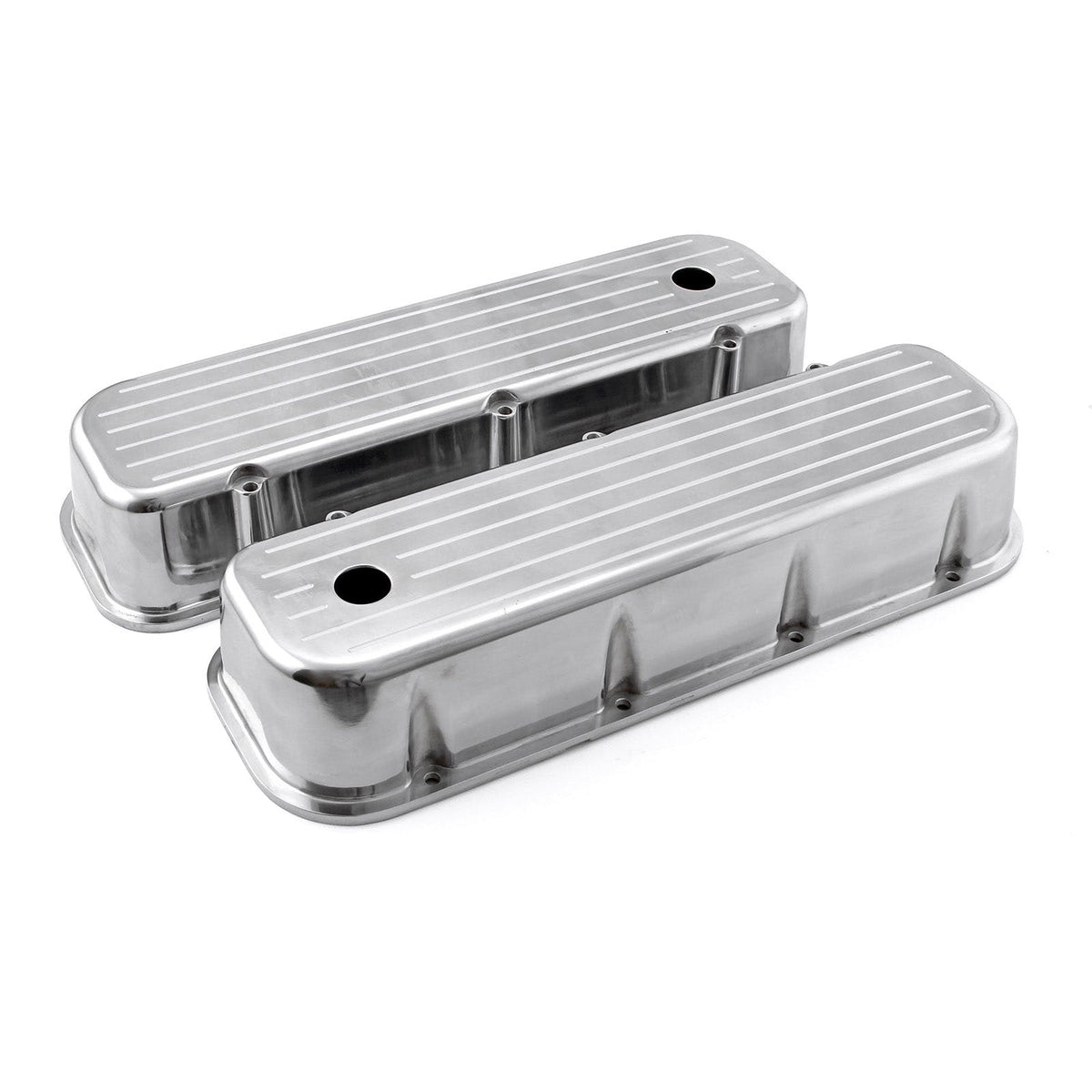 Speedmaster PCE314.1028.07 Polished Aluminum Ball Milled Valve Covers - Tall w/ Hole