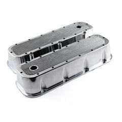 Speedmaster PCE314.1028.09 Polished Ribbed Aluminum Valve Covers - Tall w/Hole
