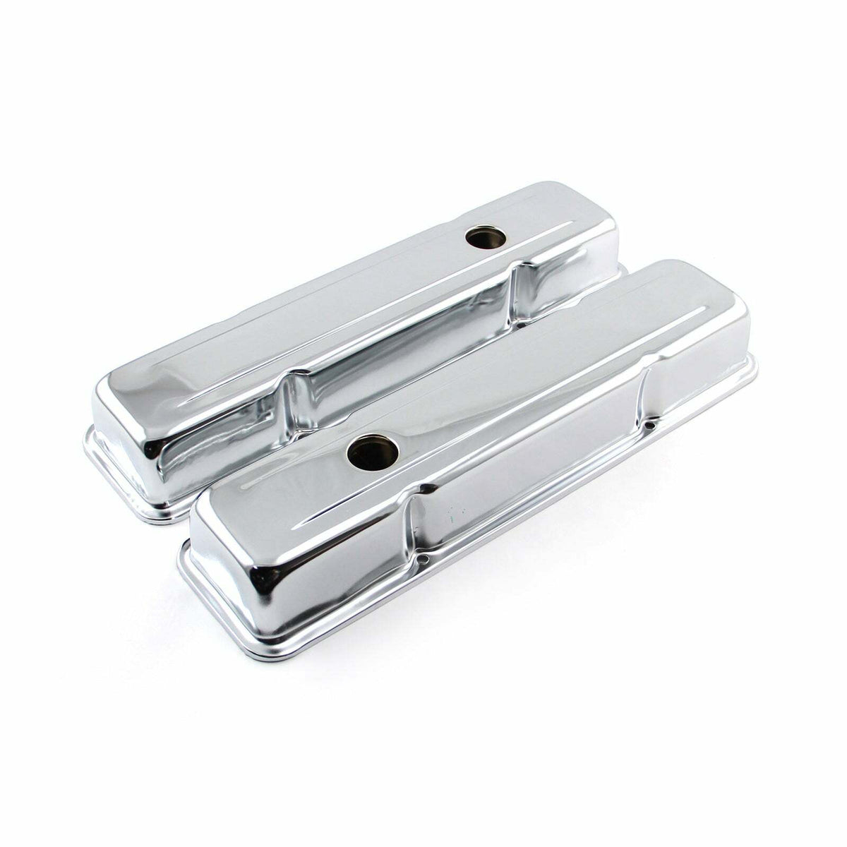 Speedmaster PCE314.1038 Chrome Steel Valve Covers - Short w/ Baffled Hole
