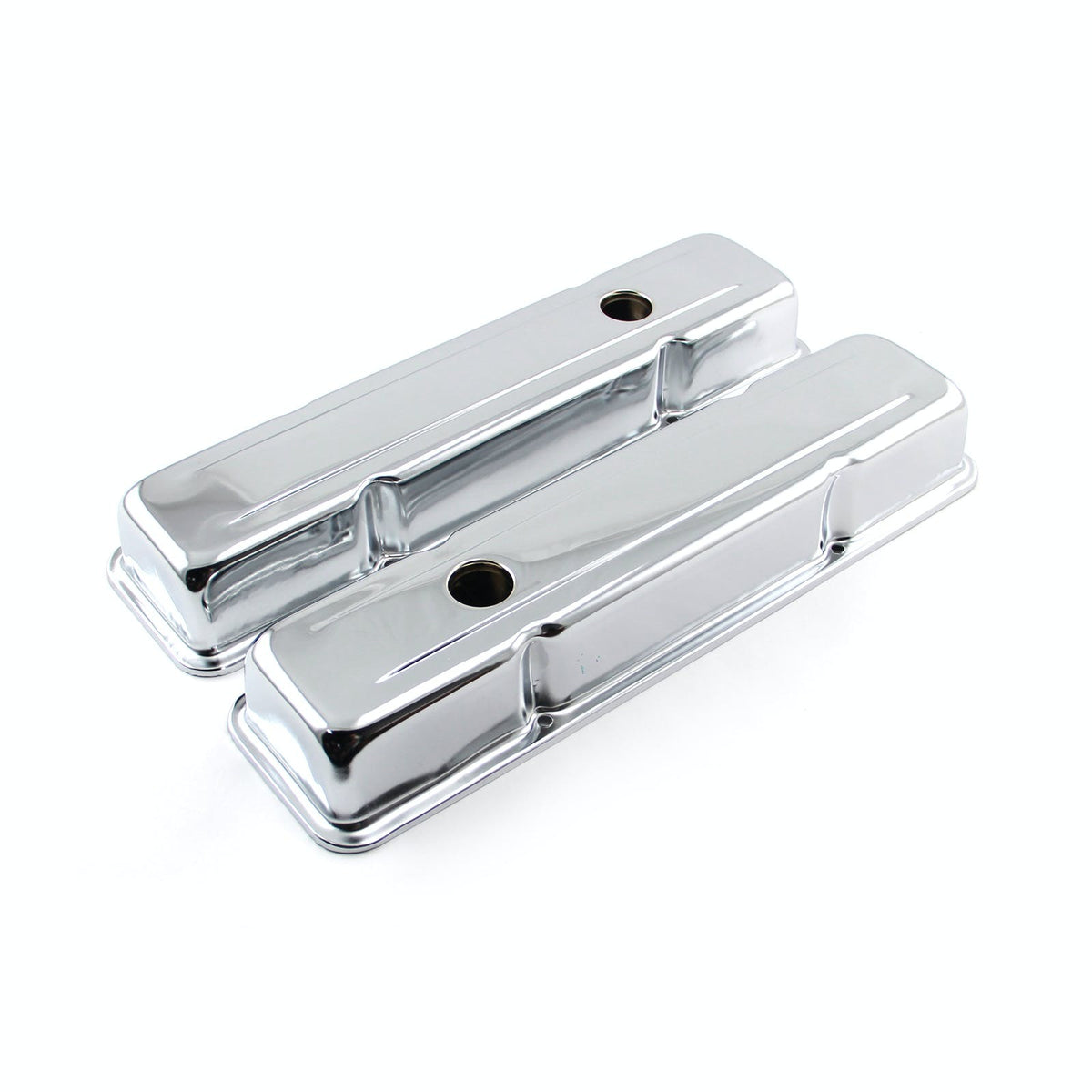 Speedmaster PCE314.1038.01 Chrome Steel Valve Covers - Short w/ Baffled Hole