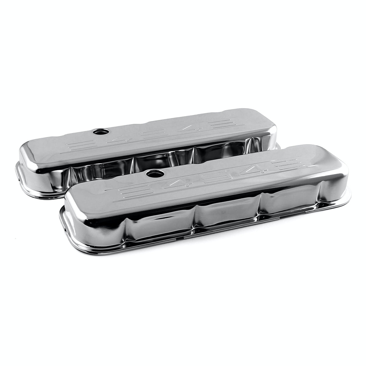 Speedmaster PCE314.1041.02 Chrome 454 Stamped Steel Valve Covers - Short w/ Baffled Hole