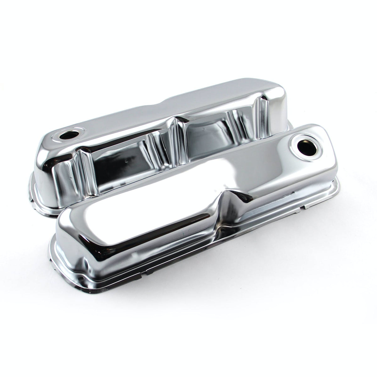 Speedmaster PCE314.1042 Chrome Steel Valve Covers 3 1/2 Tall w/Baffled Hole