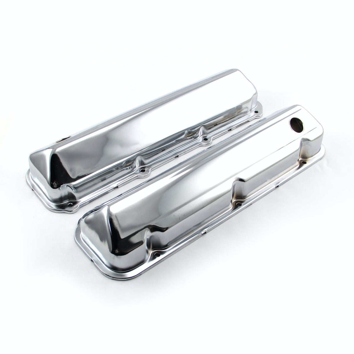 Speedmaster PCE314.1045 Chrome Steel Valve Covers - 3 1/2 Tall w/ Baffled Hole