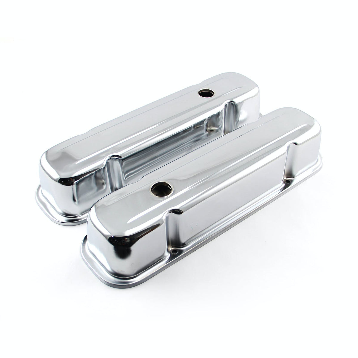Speedmaster PCE314.1048 Chrome Steel Valve Covers - 3 1/2 Tall w/ Baffled Hole