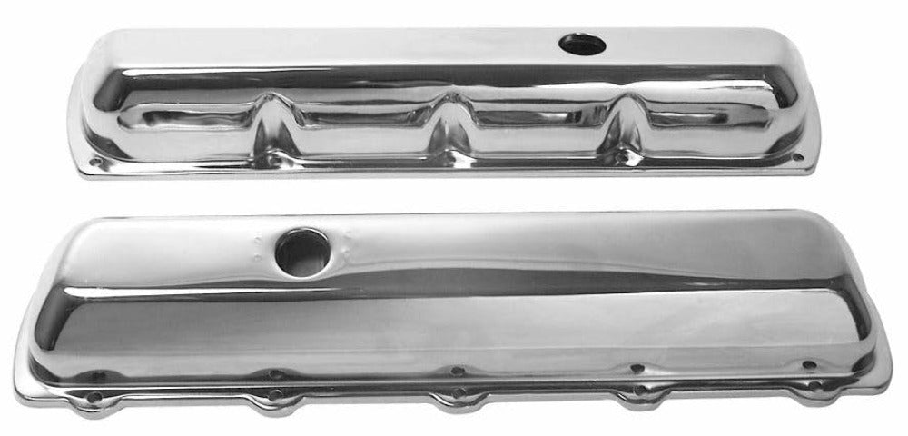 Speedmaster PCE314.1051 Chrome Steel Valve Covers Short w/ Hole