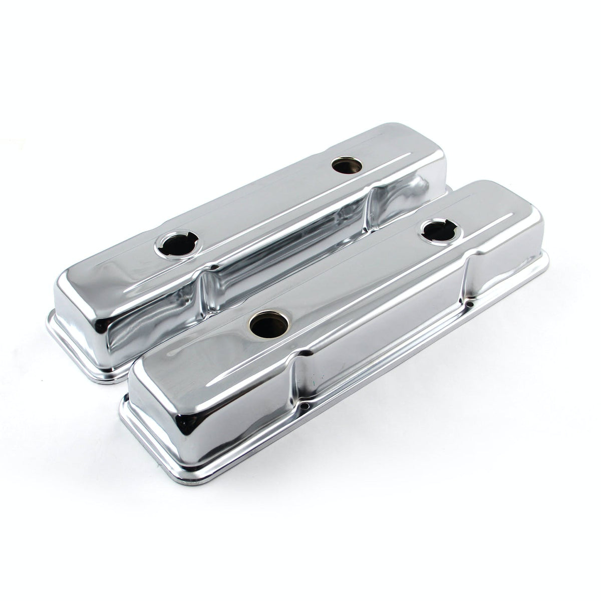 Speedmaster PCE314.1052 Chrome Steel Valve Covers - Short w/ 4 x Baffled Holes