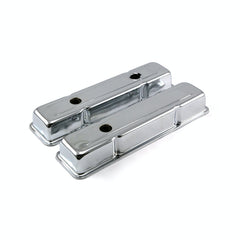 Speedmaster PCE314.1057 OEM-Style Chrome Steel Valve Covers - Short w/ Baffled Hole