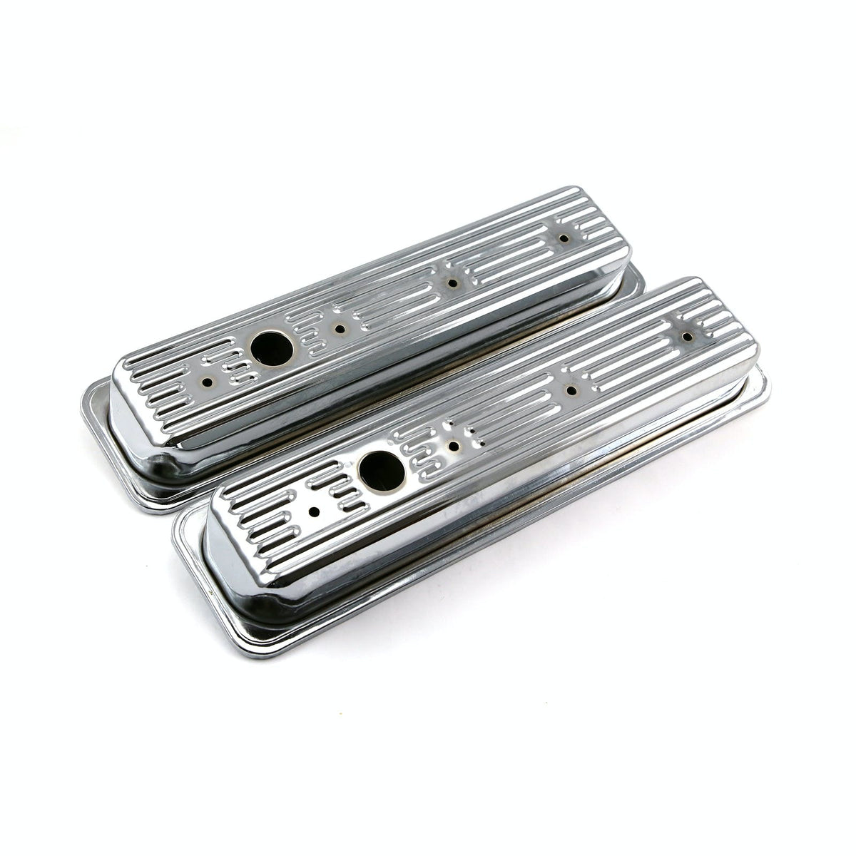 Speedmaster PCE314.1060 Center Bolt Chrome Steel Valve Covers - Short w/ Hole