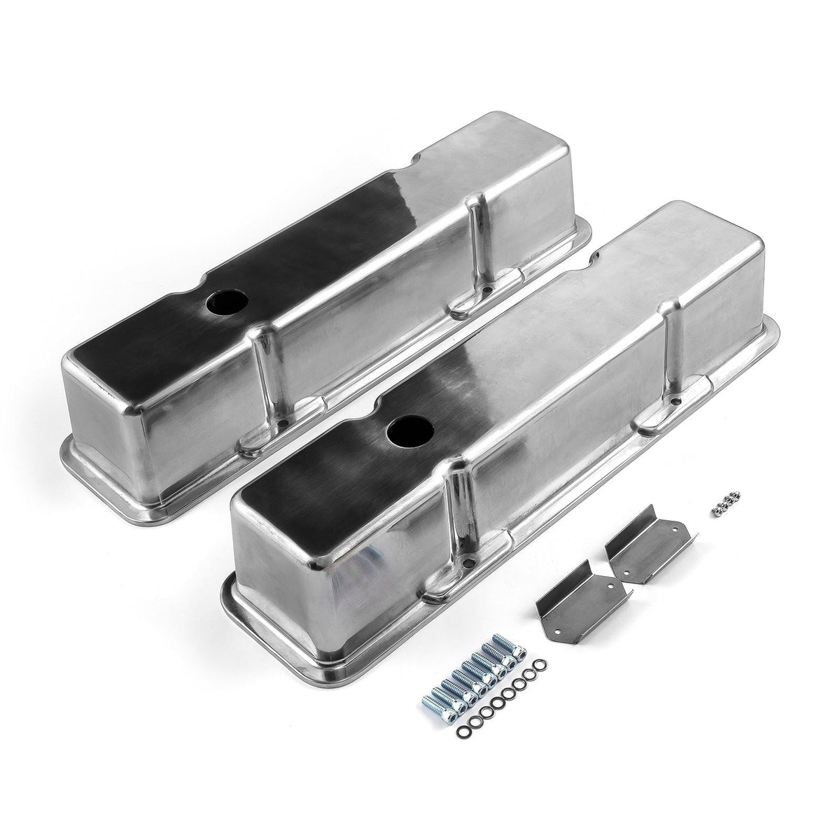 Speedmaster PCE314.1070.01 Polished Aluminum Plain Valve Covers - Tall w/ Hole