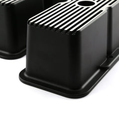 Speedmaster PCE314.1070.04 Black Aluminum Ribbed Valve Covers Tall w/Hole